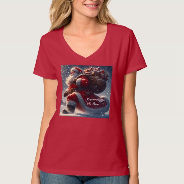 Santa Dashing Thru Der Schnee-T - Shirt (Vorderseite)