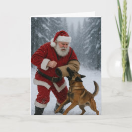 Santa decoy Belgian Malinois Christmas card Karte