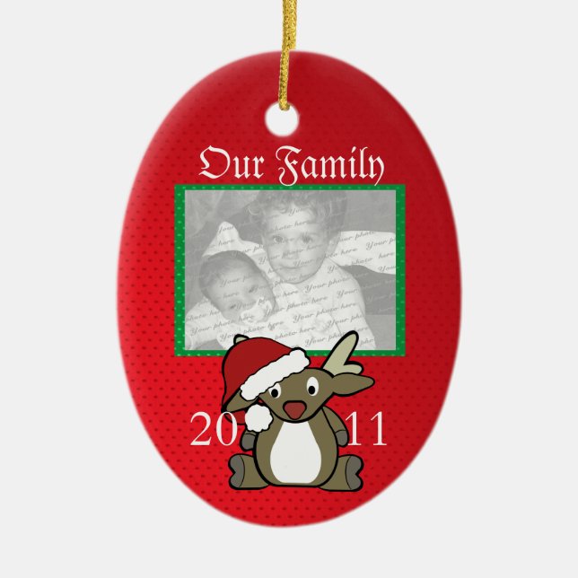 Santa Deer Foto Keramik Ornament (Vorne)