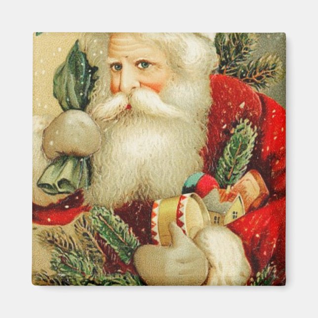 Santa Delivering Toys Vintag Magnet (Vorne)