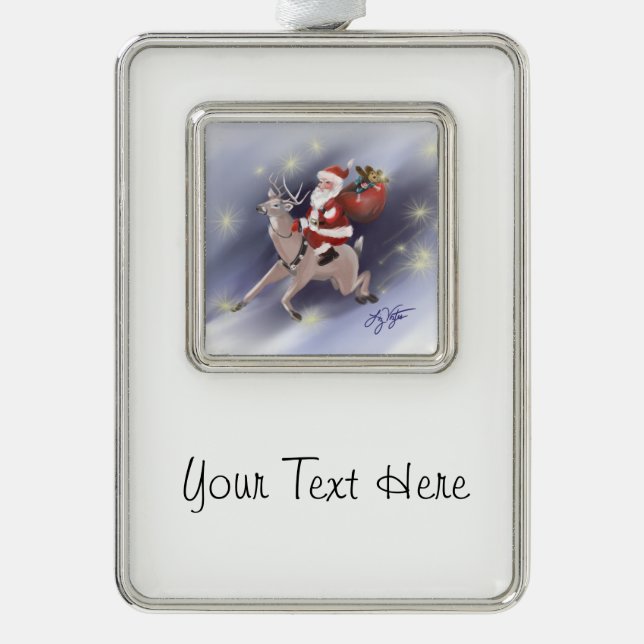 Santa Delivers Ornament Rahmen-Ornament Silber (Vorderseite)