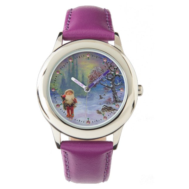 SANTA DER GNOME UND WINTERSCHNEE ARMBANDUHR (Vorderseite)