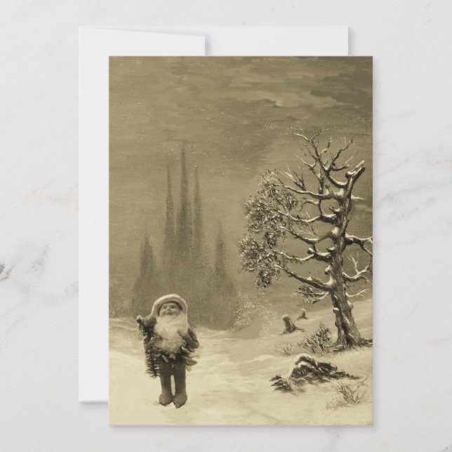 SANTA DER GNOMES, CHRISTMAS PARTY Sepia Brown Einladung (Vorderseite)