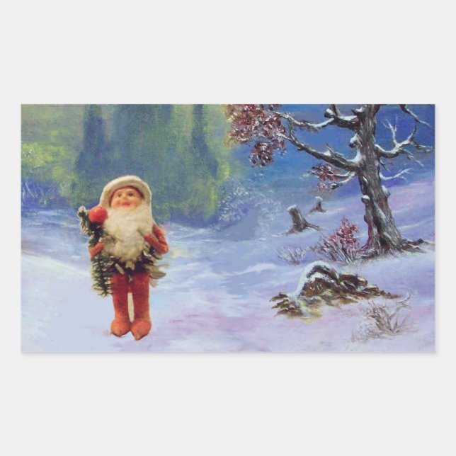 SANTA DER GNOMES RECHTECKIGER AUFKLEBER (Vorderseite)