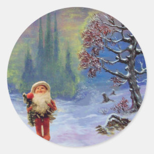 SANTA DER GNOMES RUNDER AUFKLEBER