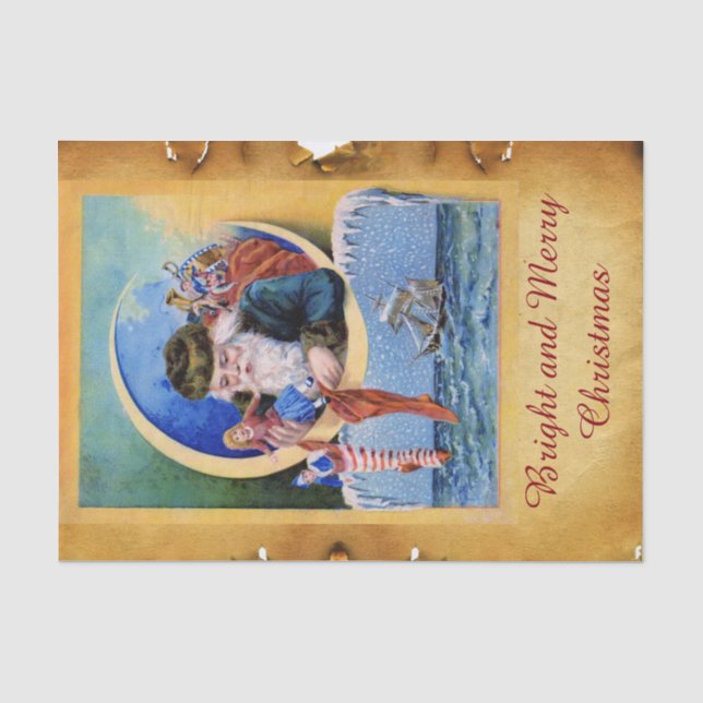 SANTA DER SAILORS, MOON, CHRISTMAS SOCKS AND TOYS SEIDENPAPIER (Vorderseite)