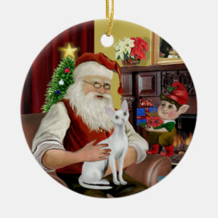 Santa - Devonshire Rex cat Keramikornament