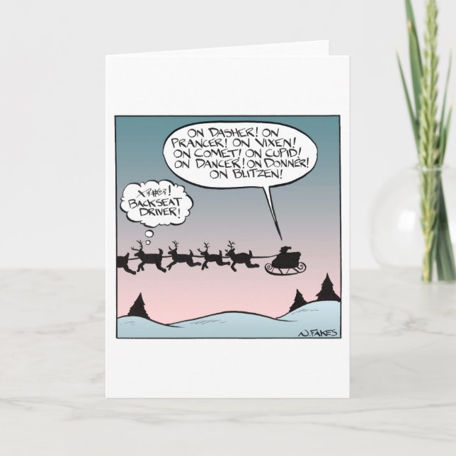 Santa die Rücksitztreiber Feiertagskarte (Vorderseite)