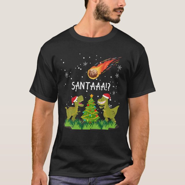 "SANTA?!" Dinosaurier Aussterben Asteroid Spaß Chr T-Shirt (Vorderseite)