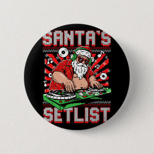 Santa DJ Musiker Santa’s Setlist House Musik Hässl Button