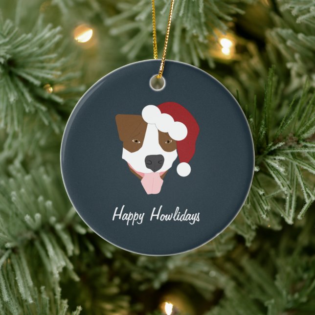 Santa Dog - Anpassbar Keramik Ornament (Baum)