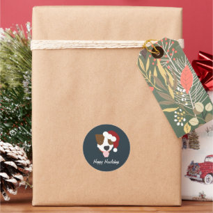Santa Dog - Anpassbar Runder Aufkleber