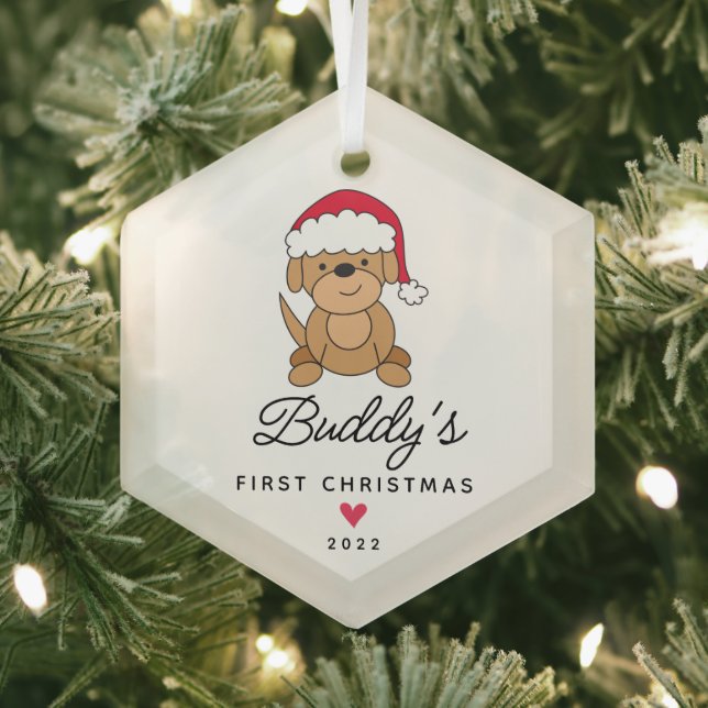 Santa Dog Erster Weihnachtsmann Ornament Aus Glas (Insitu)