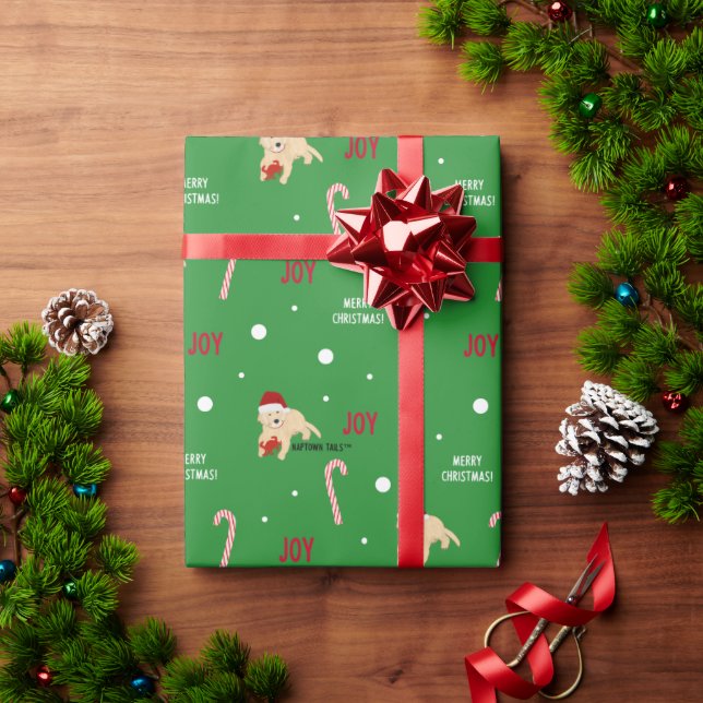 Santa Dogs Crabs Candy Canes Gift Wrap Roll Geschenkpapier (Feiertagsgeschenk)