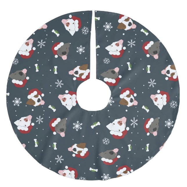 Santa Dogs Polyester Weihnachtsbaumdecke (Vorderseite)
