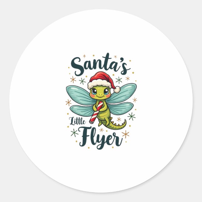Santa Dragonfly Runder Aufkleber (Vorderseite)