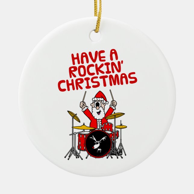 Santa Drums Drummer Musician Weihnachtsschmuck (Vorne)