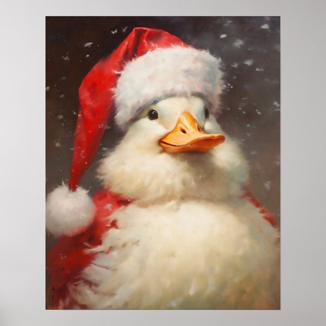 Santa Duck Vintag Portrait Viktorianisch Poster (Vorne)