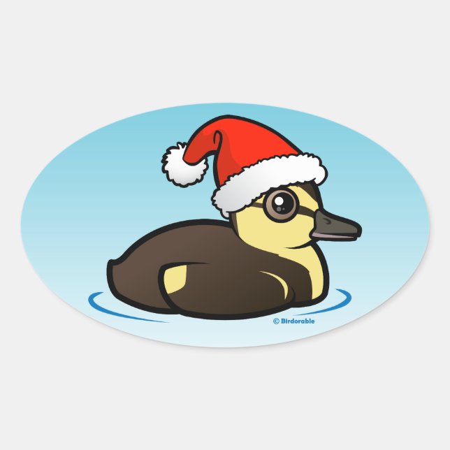Santa Duckling Ovaler Aufkleber (Vorderseite)