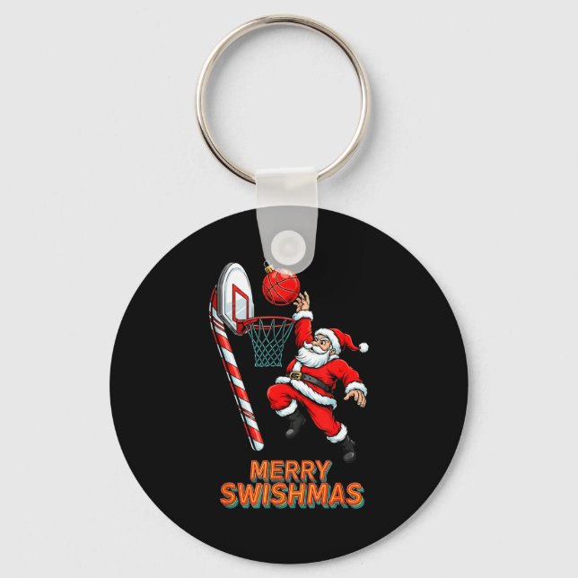 Santa Dunking Merry Swishmas Basketball Christmas  Schlüsselanhänger (Vorderseite)