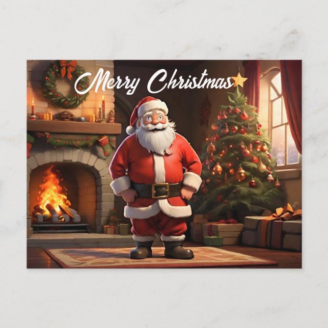 Santa durch Versuch vor dem Feuer Postkarte (Vorderseite)