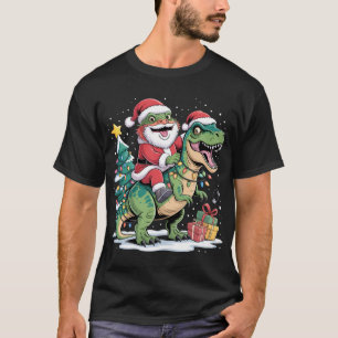 Santa-Echse auf grünem T-Rex mit Geschenken T-Shirt