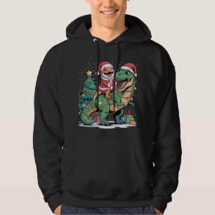 Santa-Echse reitet auf grünem Dino zu Weihnachten Hoodie
