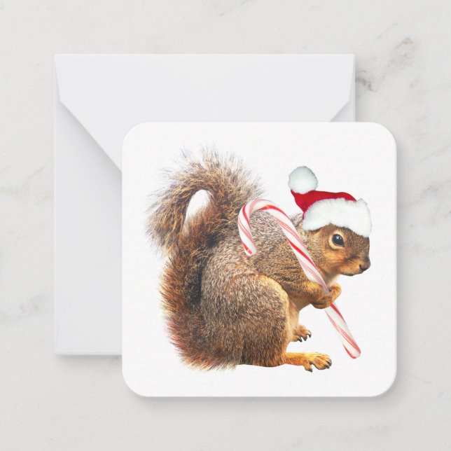 Santa Eichhörnchen Geschenketiketten Mitteilungskarte (Vorderseite)