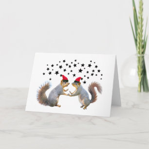 Santa Eichhörnchen mit Sterne-Urlaubskarte Karte