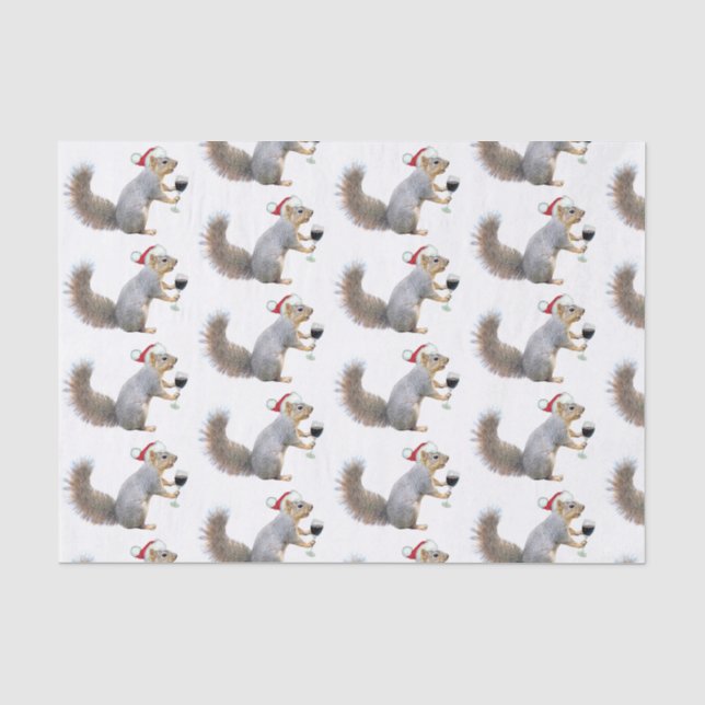 Santa Eichhörnchen mit Weingewebe Seidenpapier (Vorderseite)