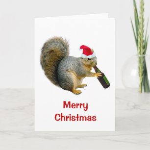 Santa Eichhörnchen Trinkbier Feiertagskarte