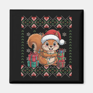 Santa Eichhörnchen Weihnachten Hässlicher Pullover Magnet