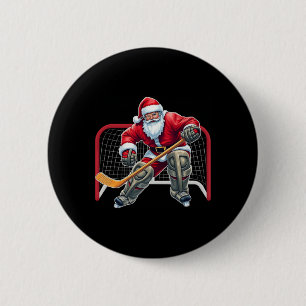 Santa-Eishockey-Torhüter-Weihnachts-Xmas-Kostüm Mä Button