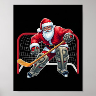 Santa-Eishockey-Torhüter-Weihnachts-Xmas-Kostüm Mä Poster