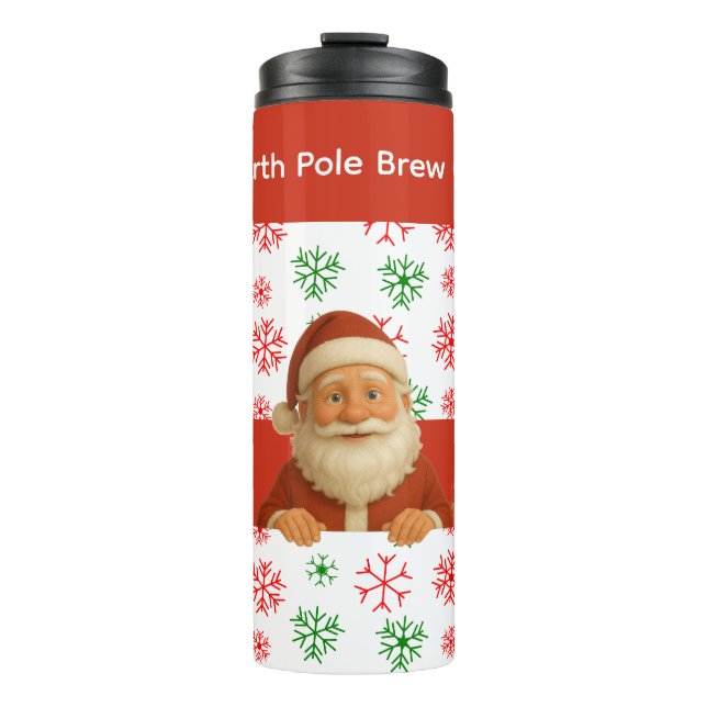Santa & Elf Faces | North Pole Fun Christmas Lamp Thermosbecher (Vorderseite)