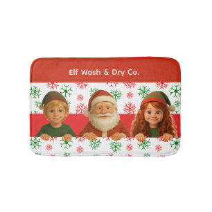 Santa & Elf Gesichter Nordpol-Spaß-Weihnachtsbad Badematte