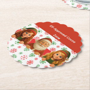 Santa & Elf Gesichter   Nordpol-Spaß Weihnachtspap Untersetzer