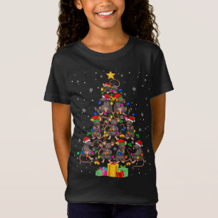 Santa ELF Reindeer Rat Weihnachtsbaum Xmas Lichter T-Shirt