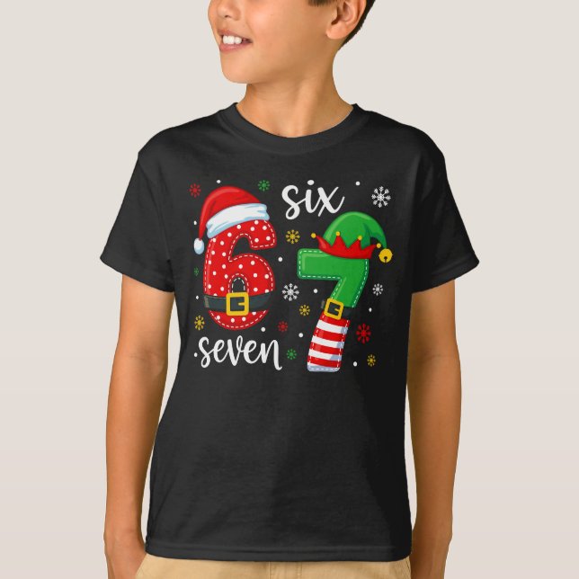 Santa & Elf themed 67 Meme T-Shirt (Vorderseite)