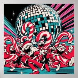 Santa Elves Candy Canes tanzen im Disco-Ball Poster