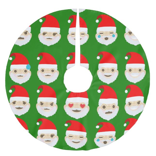 Santa Emoji Emoticons-Baumrock Polyester Weihnachtsbaumdecke (Vorderseite)