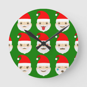 Santa Emoji Emoticons Runde Wanduhr