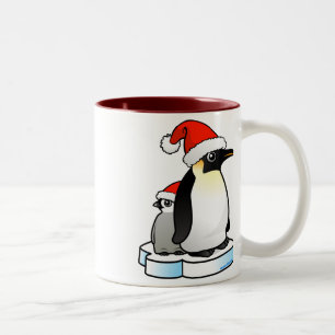 Santa Emperor Penguin Zweifarbige Tasse