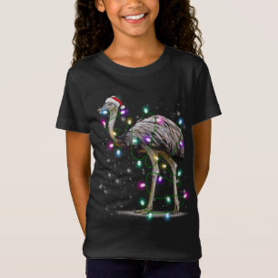 Santa Emu Bird mit Weihnachtsbeleuchtung Geschenk T-Shirt