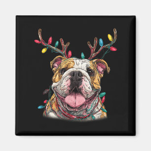 Santa English Bulldog Rentier Licht Weihnachten Magnet
