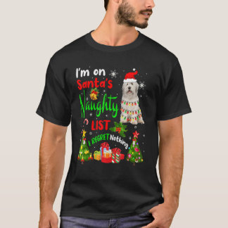 Santa English Sheepdog I'm On Santa's Naughty List T-Shirt