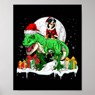Santa Entlebucher Mountain Riding T-rex Weihnachte Poster