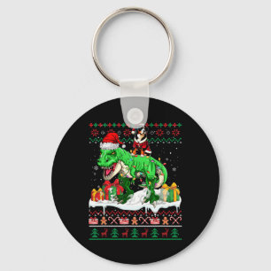 Santa Entlebucher Mountain Riding T-rex Weihnachte Schlüsselanhänger