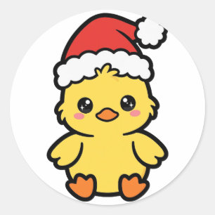 Santa Entlein Weihnachten Runder Aufkleber