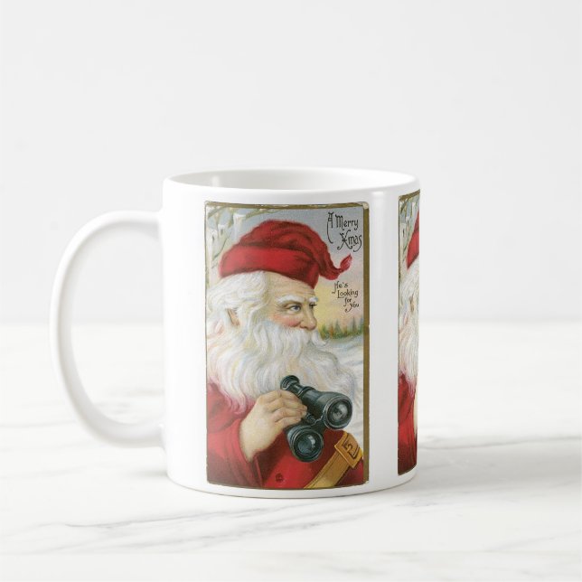 Santa, "Er sucht dich!" Kaffeetasse (Links)